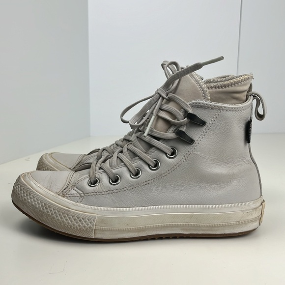 Converse High Top Sneaker Boot Chuck Taylor All Star Leather Waterproof Beige - Picture 4 of 16